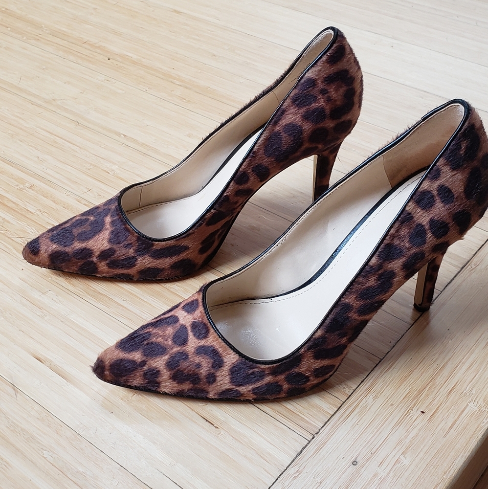 Nine West leopard faux fur stilettos 7